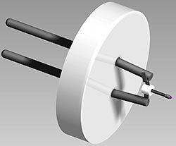 Kimball ES-423E LaB6 cathode, Tescan base, 90 degrees/15µm round tip for Tescan SEMs